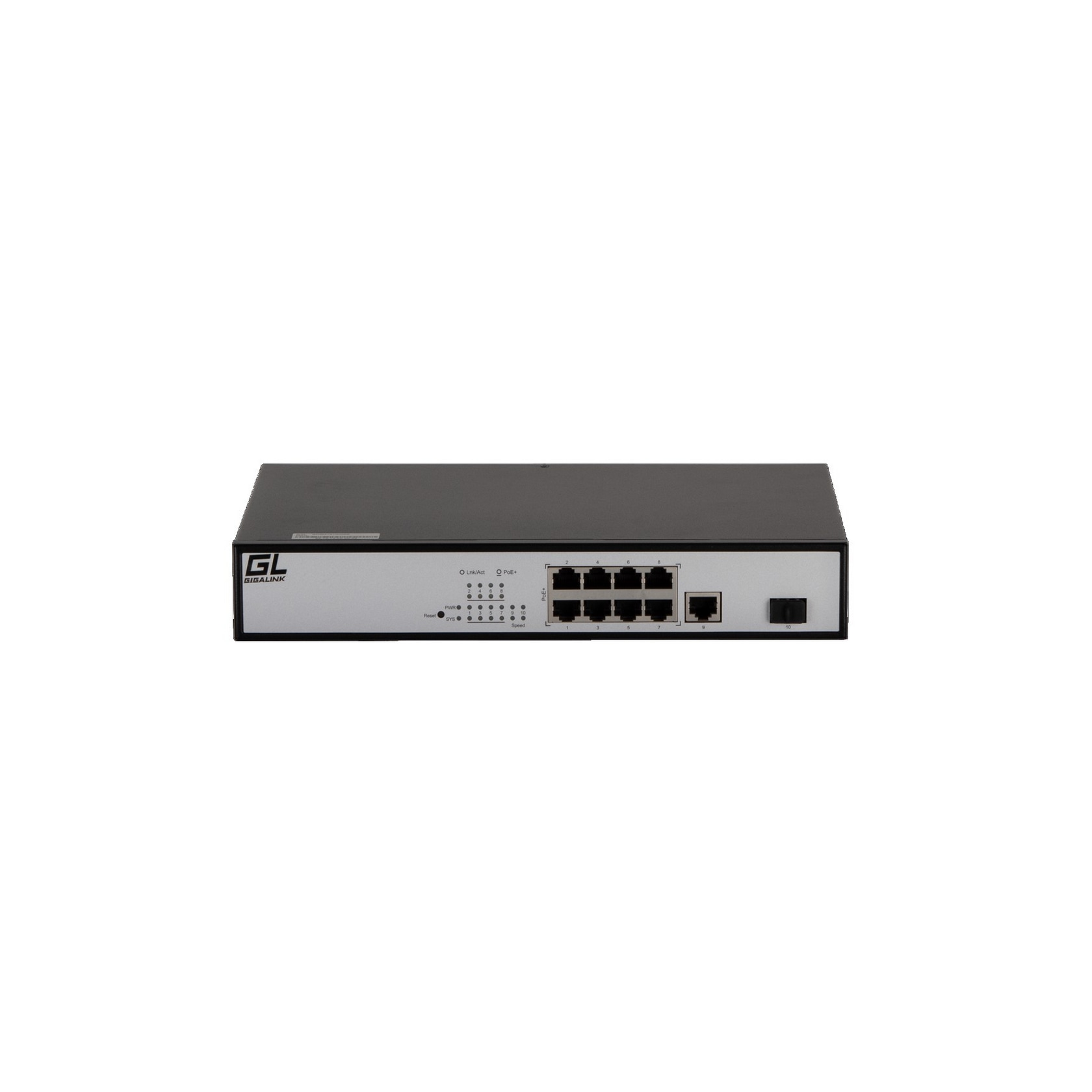 Коммутатор Web Smart, 8 PoE (802.3af/at) портов 100Мб/с, 1 RJ45 1Gbps, 1 SFP 1Gbps, 150Вт