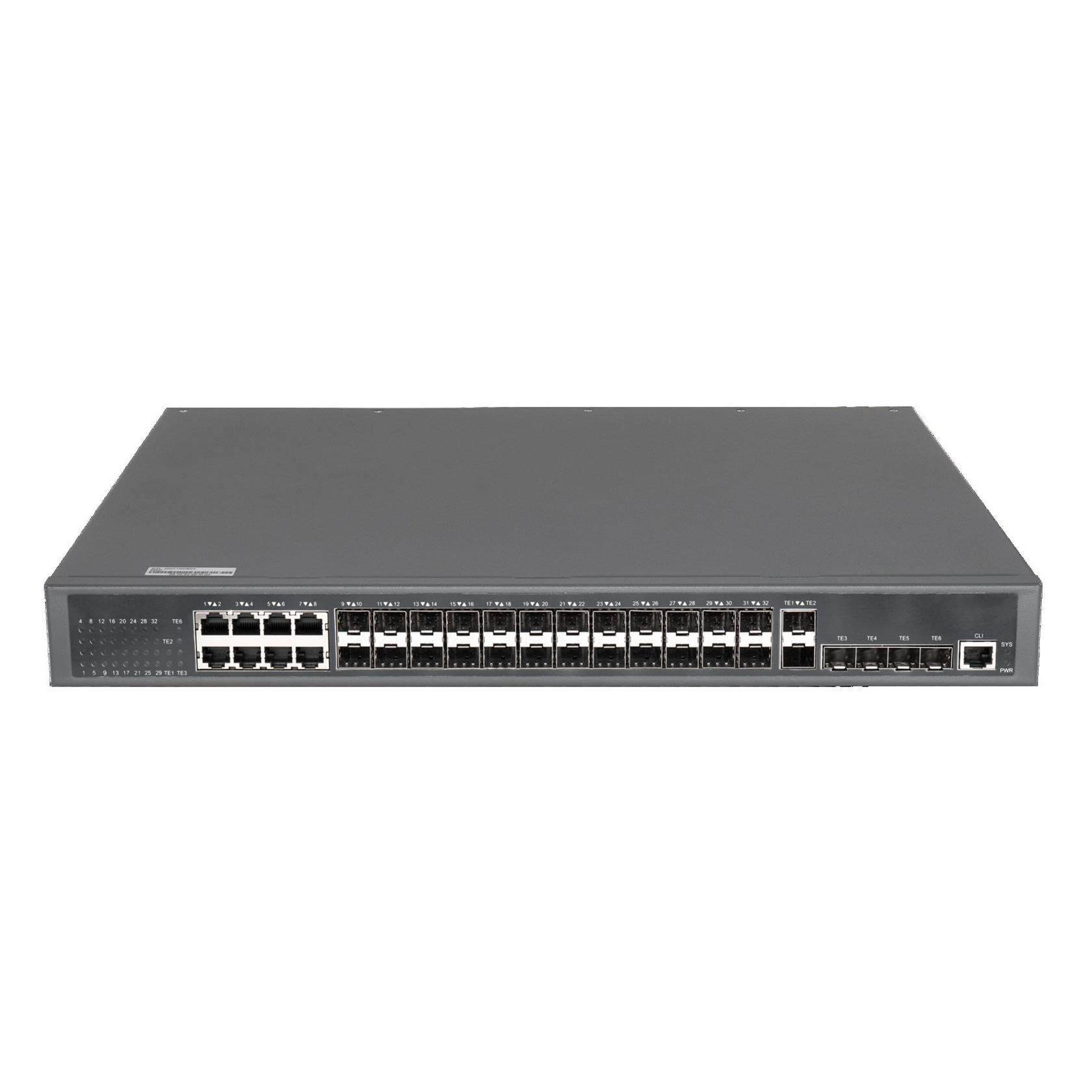Управляемый коммутатор GIGALINK, L3, 24 SFP порта 100/1000Мб/с BASE-X, 8 1Гб/с BASE-T, 6 1/10Гб/с SFP+, 1 RJ45 консольный порт