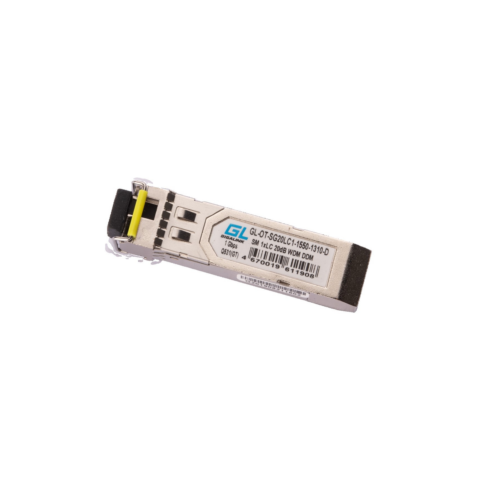 Модуль GIGALINK SFP, 1.25 Гбит/с, WDM, 1 ОВ, SM, 1xLC, Tx:1550/Rx:1310 нм, DDM, 20 дБ (до 40 км)