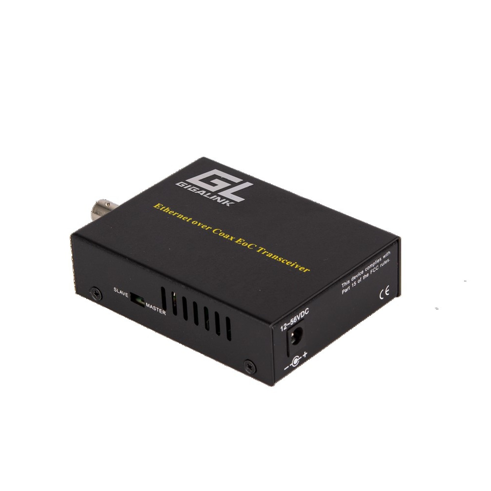 Медиаконвертер неуправляемый GIGALINK, UTP 10/100 Мбит/с (PoE 802.3af/at), BNC (Coaxial, до 1500м), DC 12-56В/1.25-2.5А GL-MC-UTPF-BNC