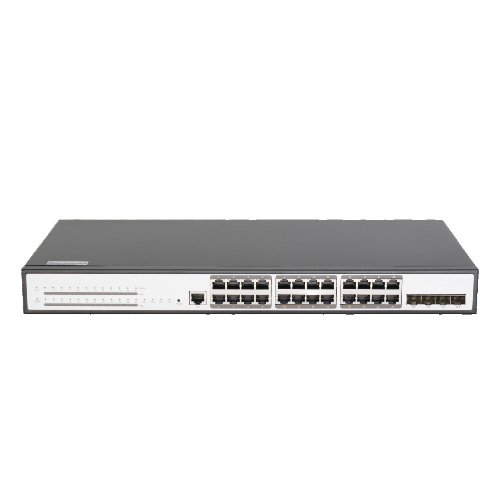 Управляемый PoE коммутатор GIGALINK, L2+ Stack, 24 10/1000/1000Мб/с PoE BASE-T, 4 порта 1/10Гб/с SFP+, 1 консольный порт, бюджет PoE 370Вт GL-SW-G204-28P
