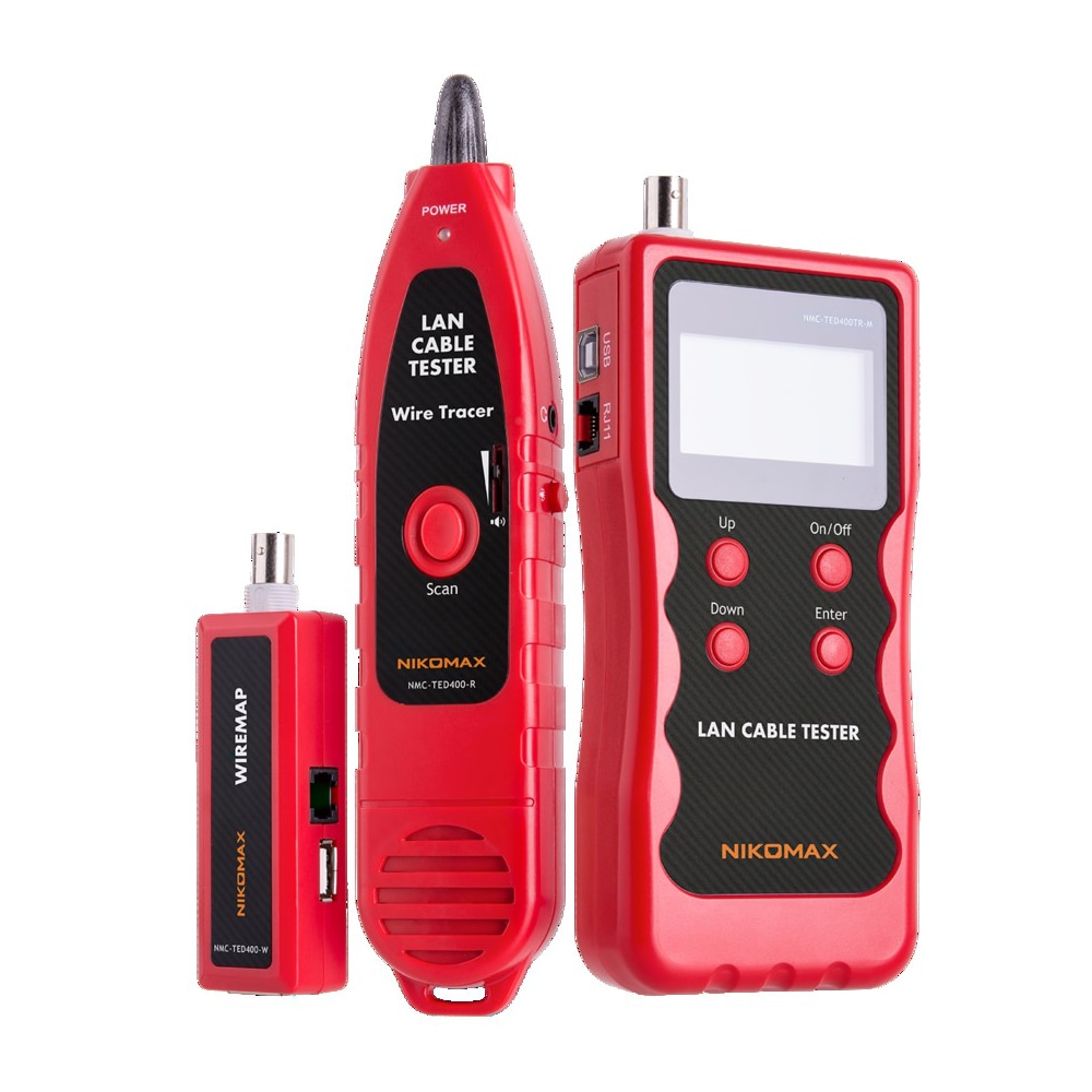 NMC-TED400TR Кабельный тестер с LCD дисплеем, RJ45, RJ12, RJ11, BNC, USB, с трассировкой