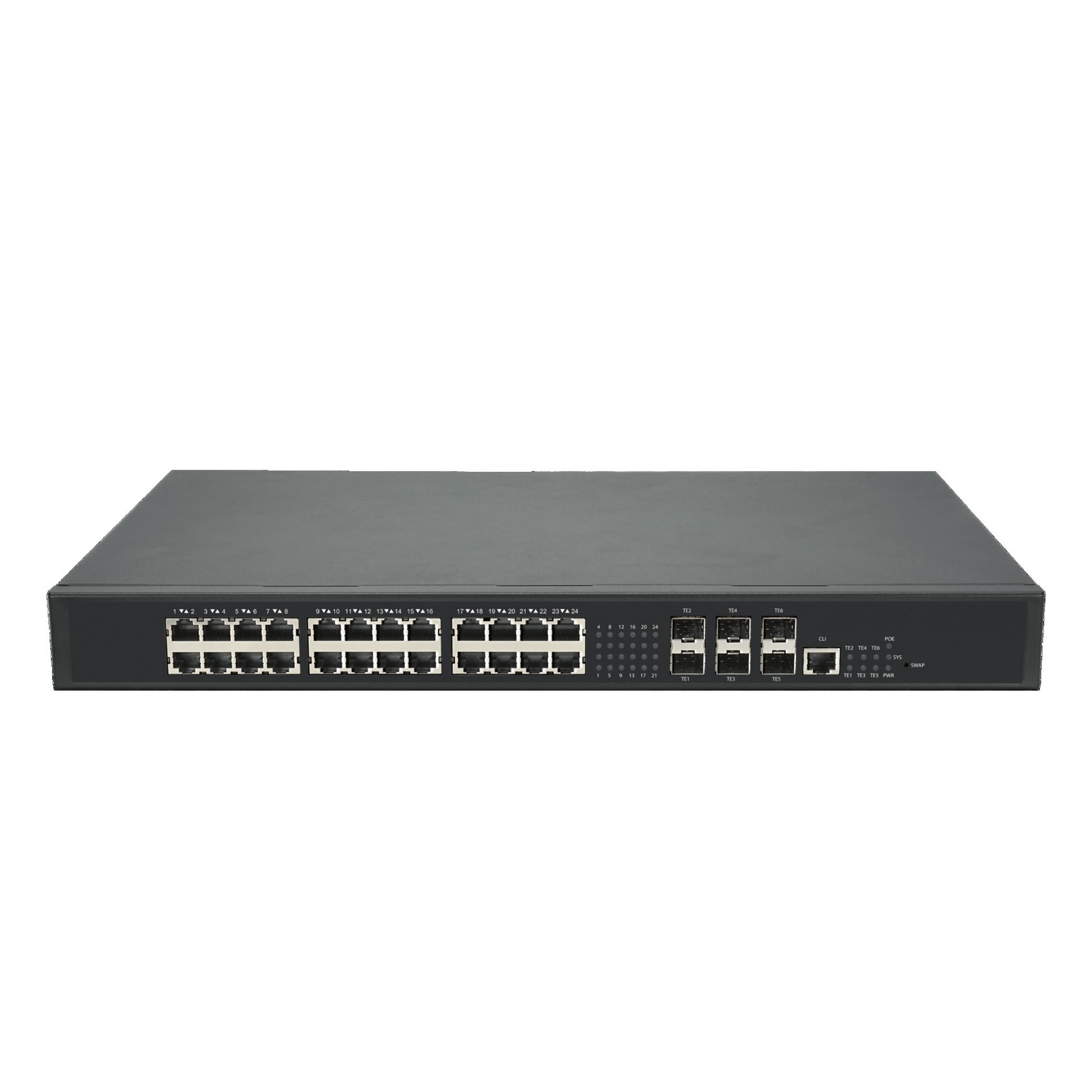 Управляемый PoE коммутатор GIGALINK, L3 Stack, 8*1/2.5 Гбит/с BASE-T 802.3BT, 16*1/2.5 Гбит/с BASE-T 802.3at, 6*1/10 Гбит/с SFP+, 1* Консольный порт RJ45