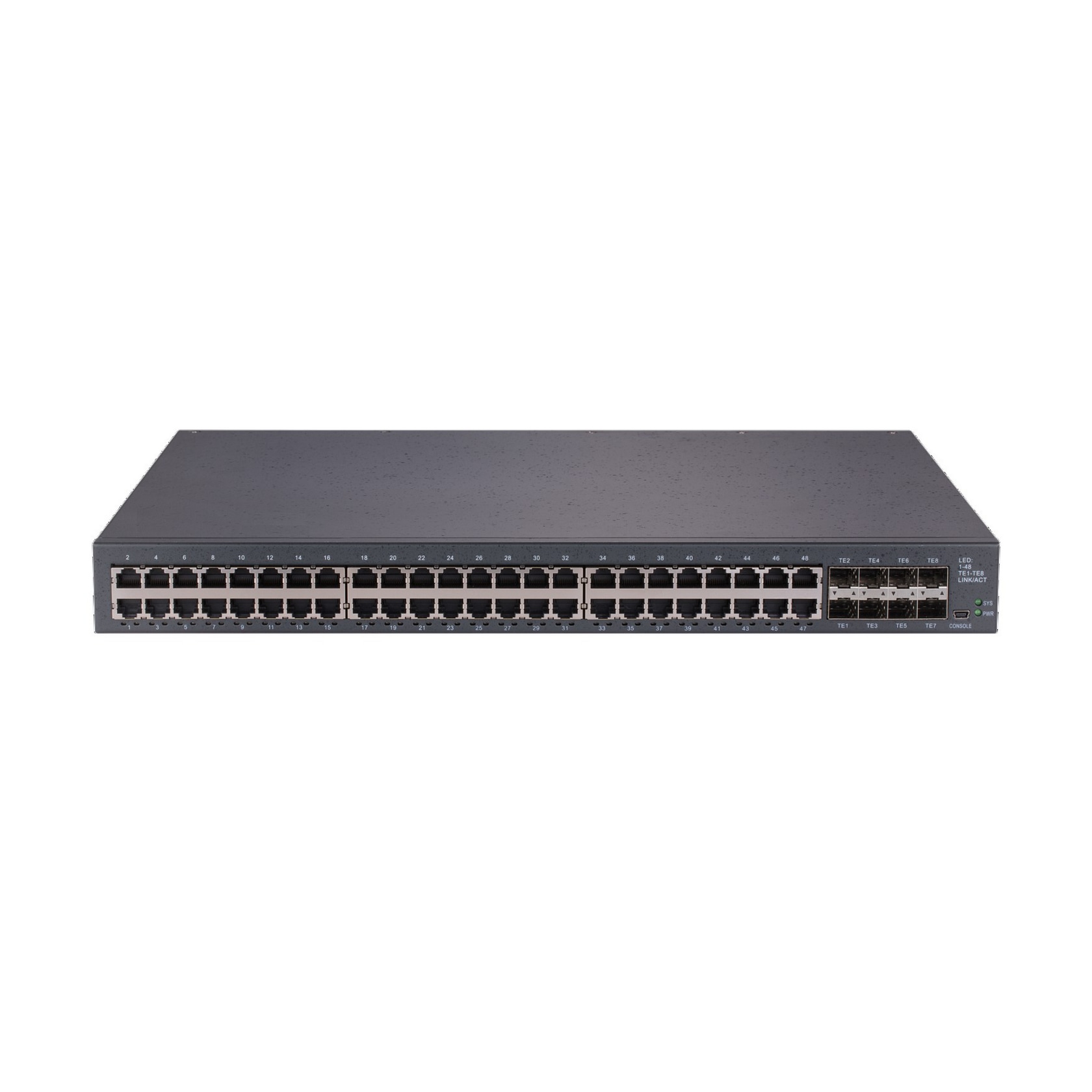 Управляемый коммутатор L3 GIGALINK, 48*100/1000Мб/с BASE-T, 8*10Гб/с SFP+ BASE-X, 1 Mini USB