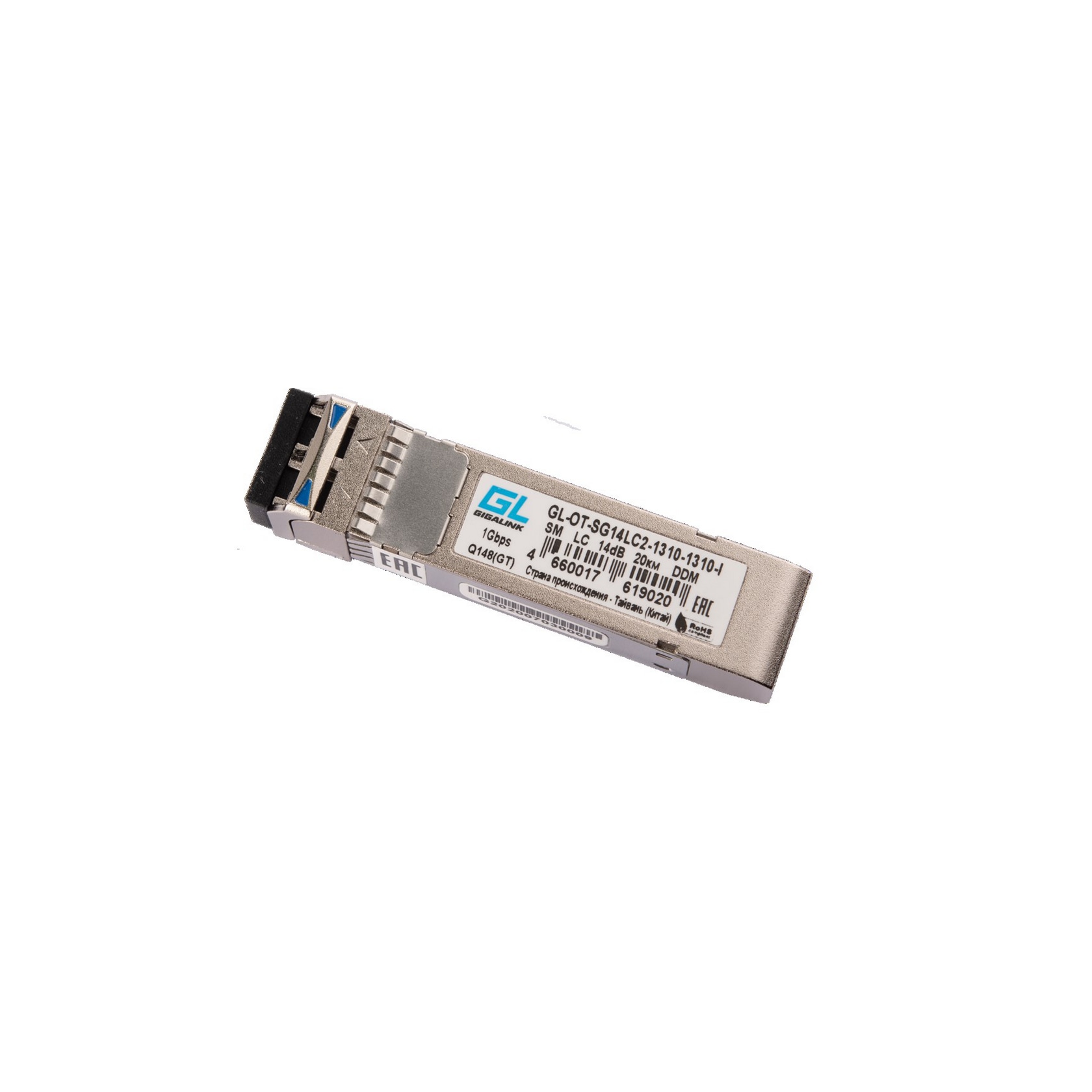 Модуль GIGALINK SFP, 1.25 Гбит/с, Duplex, 2 ОВ, SM, 2xLC, Tx:1310/Rx:1310 нм, DDM, 14 дБ (до 20 км), -40 +85 °С GL-OT-SG14LC2-1310-1310-I