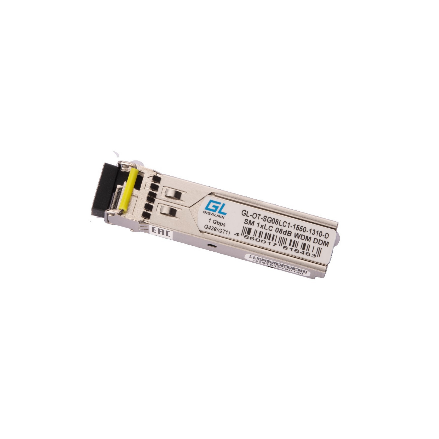 Модуль GIGALINK SFP, WDM, 1,25Гбит/c, одно волокно SM, LC, Tx:1550/Rx:1310 нм, DDM, 8 дБ (до 3 км) GL-OT-SG08LC1-1550-1310-D