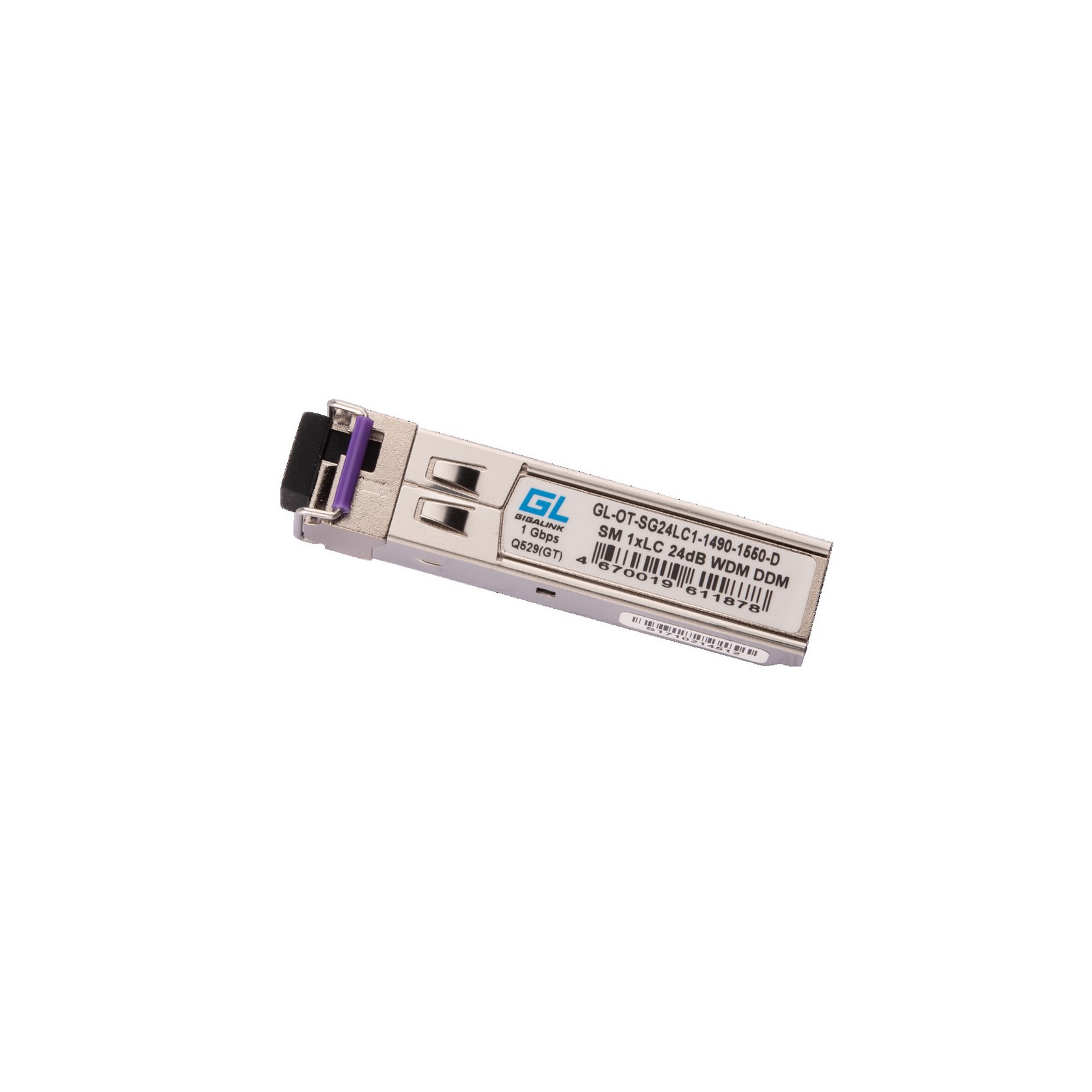 Модуль GIGALINK SFP, 1.25 Гбит/с, WDM, 1 ОВ, SM, 1xSC, Tx:1490/Rx:1550 нм, DDM, 24 дБ (до 80 км)