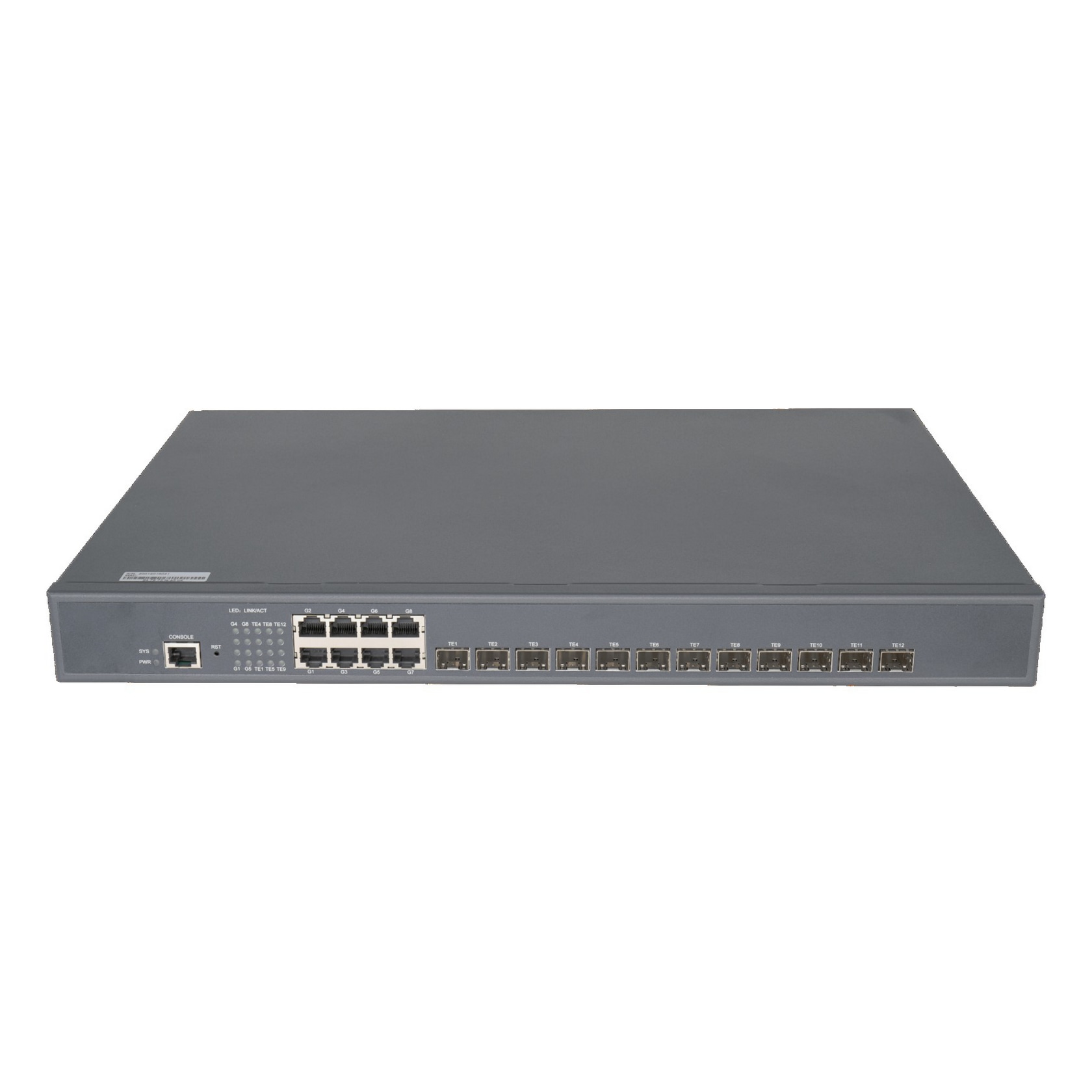 Управляемый коммутатор L3 GIGALINK уровня 3, 12 портов 1/10G BaseX SFP+, 8 портов 1000BaseT, 1 Консоль GL-SW-X201-12ST
