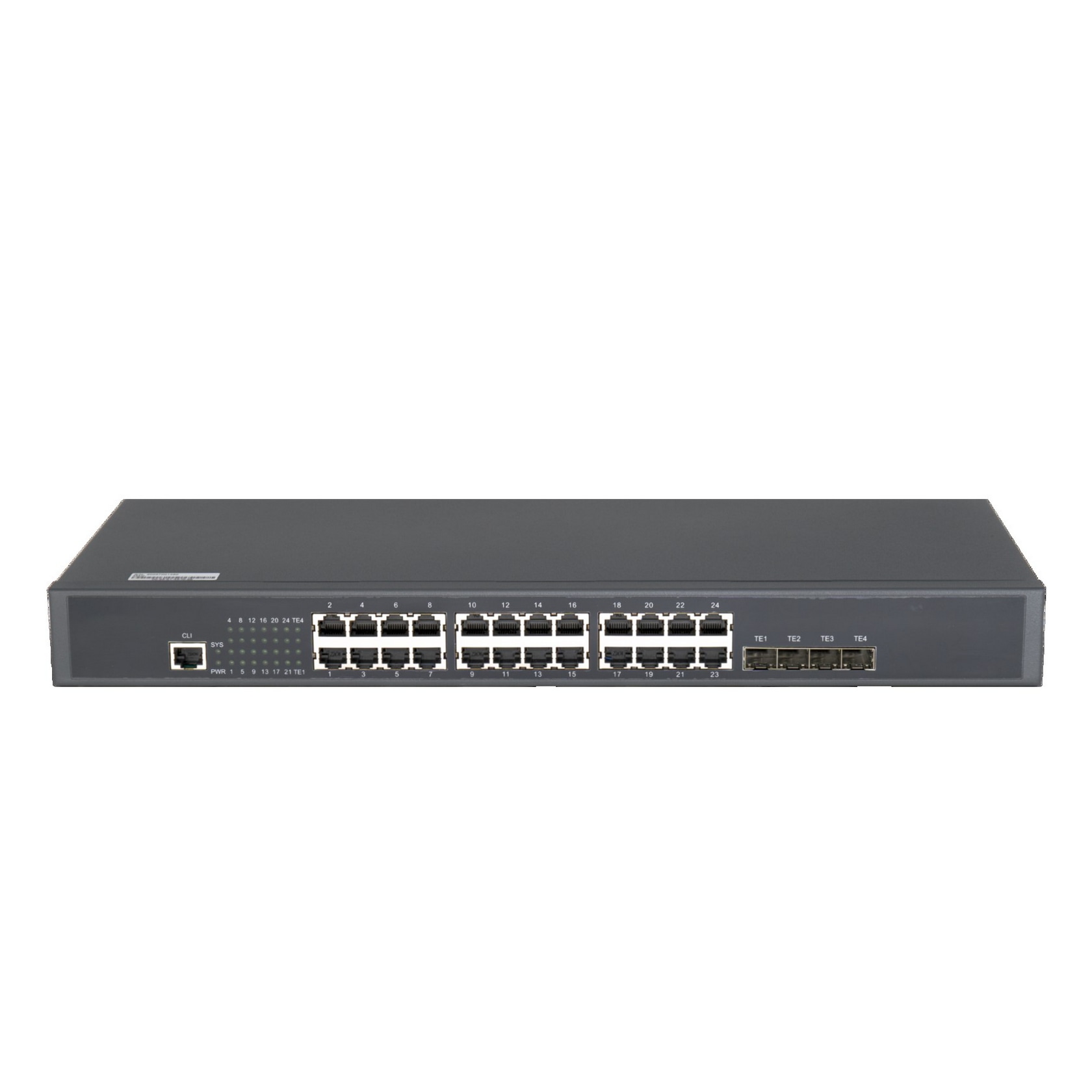 Управляемый коммутатор GIGALINK, L2++ Stack, 24*10/100/1000Мб/с BASE-T, 4*10Гбит/с SFP+, 1 RJ45 консольный порт, 1U 19", 220В GL-SW-G201-28TC