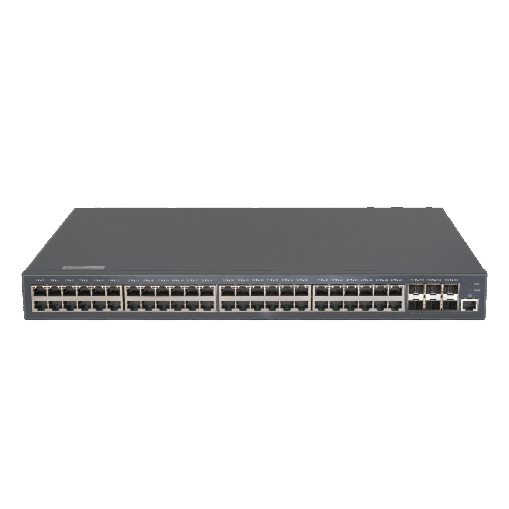 Управляемый PoE коммутатор GIGALINK, L2+ Stack, 48 PoE*100/1000Мб/с BASE-T (802.3af/at), 6*1/10Гб/с SFP+ BASE-X, 1 RJ45 консольный порт, Бюджет PoE 370 Ватт