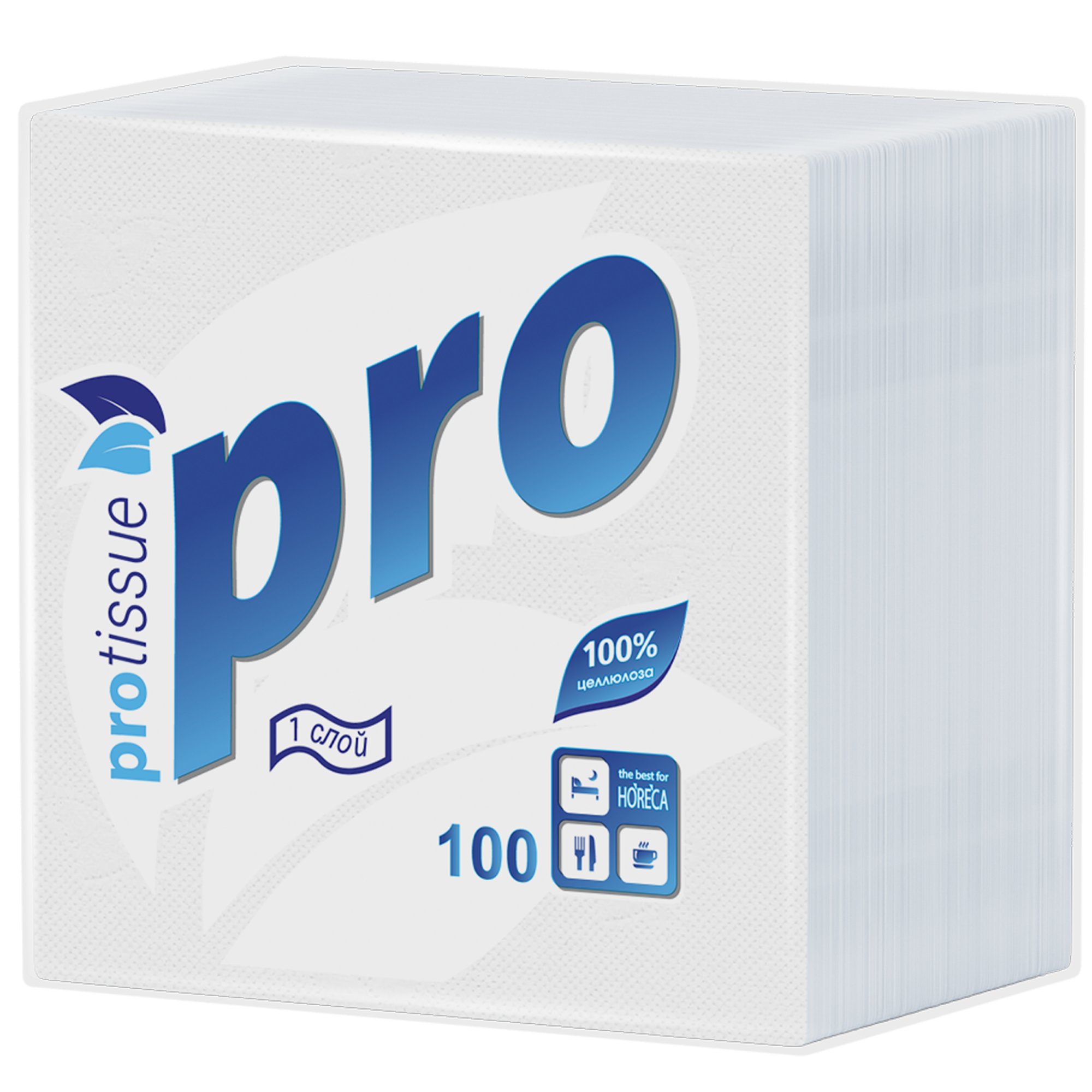 Салфетки бумажные 1сл 100л (24х24см) PROtissue белые (C184)